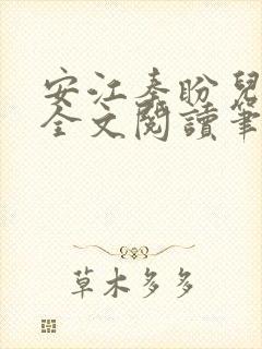 安江秦盼儿小说全文阅读笔趣阁