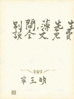 别闹,薄先生小说全文免费阅读