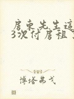 房东先生这是第3次付房租了封面