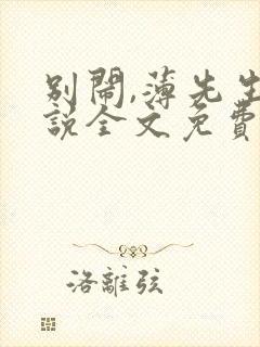 别闹,薄先生小说全文免费阅读封面