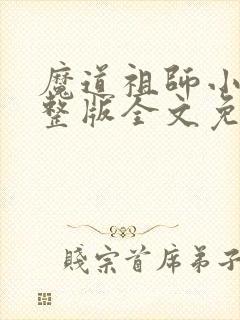 魔道祖师小说完整版全文免费阅读封面