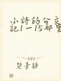 小诗的公交车日记1一15哪里能看封面
