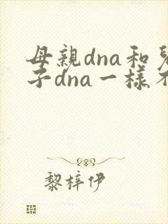 母亲dna和儿子dna一样不封面