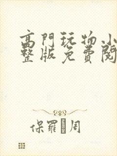高门玩物小说完整版免费阅读