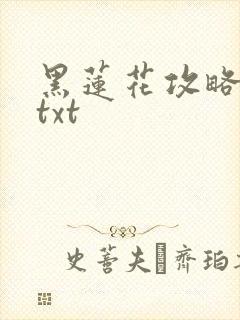 黑莲花攻略手册txt
