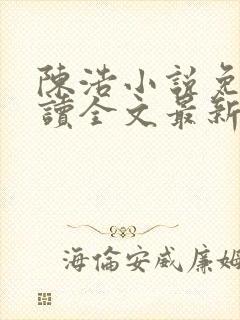 陈浩小说免费阅读全文最新
