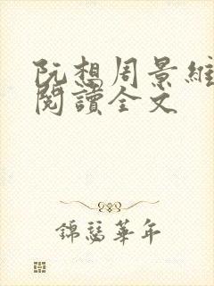 阮想周景维免费阅读全文