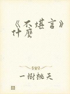《不堪言》讲的什么