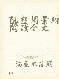 阮想周景维免费阅读全文封面