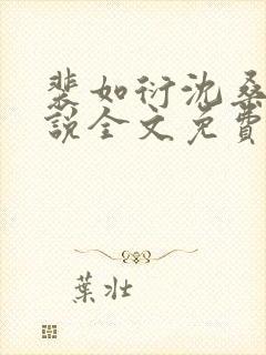 裴如衍沈桑宁小说全文免费阅读封面