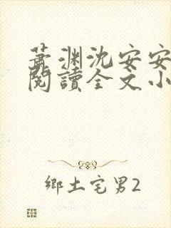萧渊沈安安免费阅读全文小说