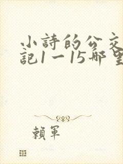 小诗的公交车日记1一15哪里能看封面