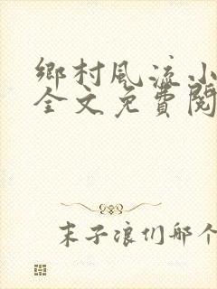 乡村风流小傻子全文免费阅读