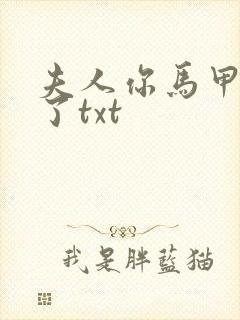夫人你马甲又掉了txt