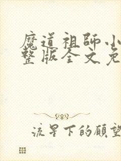 魔道祖师小说完整版全文免费阅读