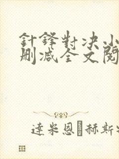 针锋对决小说未删减全文阅读