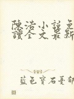 陈浩小说免费阅读全文最新
