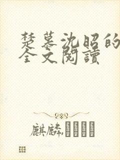 楚慕沈昭的小说全文阅读