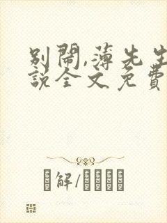 别闹,薄先生小说全文免费阅读