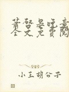萧启晏晚意小说全文免费阅读