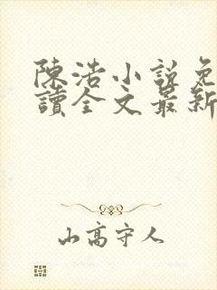 陈浩小说免费阅读全文最新