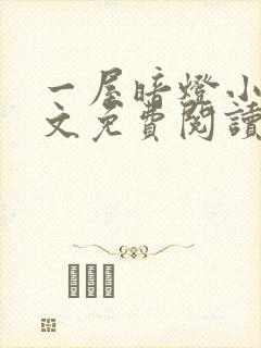 一屋暗灯小说全文免费阅读