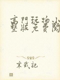 高门玩物小说完整版免费阅读