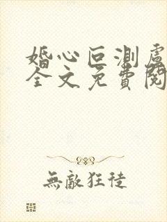 婚心叵测卢丹妮全文免费阅读小说封面