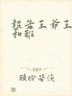 报告王爷王妃要和离