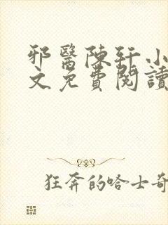 邪医陈轩小说全文免费阅读封面