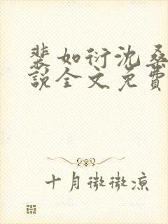 裴如衍沈桑宁小说全文免费阅读封面