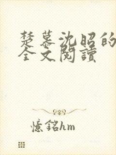楚慕沈昭的小说全文阅读