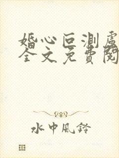 婚心叵测卢丹妮全文免费阅读小说封面