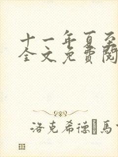 十一年夏至小说全文免费阅读封面
