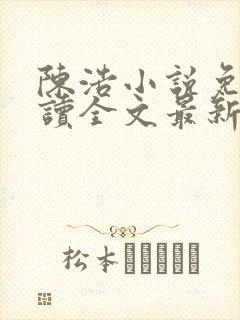 陈浩小说免费阅读全文最新