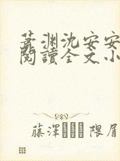 萧渊沈安安免费阅读全文小说封面