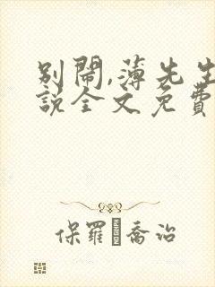 别闹,薄先生小说全文免费阅读