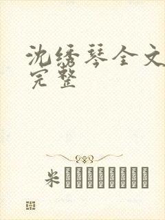 沈绣琴全文阅读完整封面