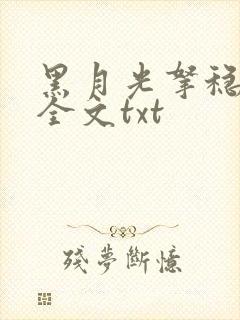 黑月光拿稳小说全文txt