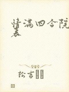 情满四合院演员表封面