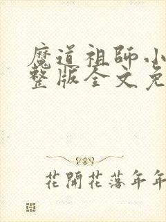 魔道祖师小说完整版全文免费阅读下载
