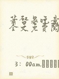 萧启晏晚意小说全文免费阅读