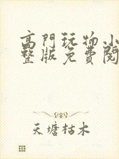 高门玩物小说完整版免费阅读封面