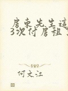 房东先生这是第3次付房租了封面
