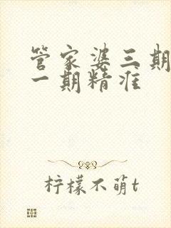 管家婆三期必开一期精准
