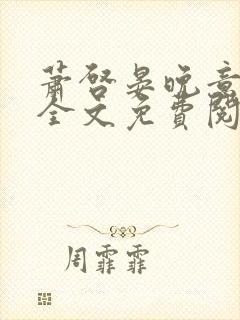 萧启晏晚意小说全文免费阅读