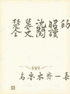 楚慕沈昭的小说全文阅读