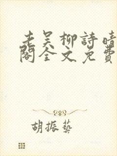 老吴柳诗晴笔趣阁全文免费阅读