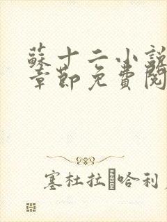 苏十二小说最新章节免费阅读