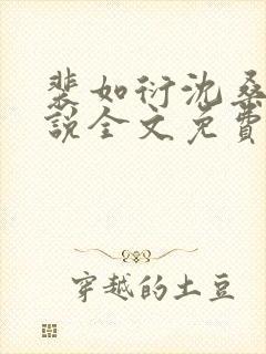 裴如衍沈桑宁小说全文免费阅读封面